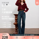 三彩【奧利絨】2025冬季新款牛仔褲休閑直筒褲寬松長(cháng)褲簡(jiǎn)約Z 深海藍 L 165/72A 165/72A