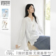 對白【100棉】國風(fēng)串珠系帶白襯衫女2025秋新款鏤空刺繡罩衫上衣 梔子白 L