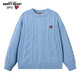 查爾斯桃心純色簡(jiǎn)約小愛(ài)心LOGO休閑保暖高領(lǐng)針織毛衣 男女同款 藍色 2XL