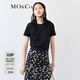 MO&Co.短袖T恤春夏圓領(lǐng)正肩字母刺繡黑色白色簡約彈力棉摩安珂 黑色 M