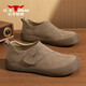 公牛世家男鞋秋冬季新款軟底舒適勃肯鞋休閑鞋子男款大頭皮鞋復古豆豆鞋男 米色GN125101290 40