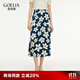 歌莉婭半身裙女2025新款優(yōu)雅獨特漂亮印花高腰裙子1E5R2B14A 0DD靜謐藍(lán)影橘子花印花 M
