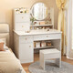 人文成家梳妝臺臥室2025新款斗柜一體可收納化妝臺帶妝鏡家用小戶(hù)型桌子 【兩抽三門(mén)+鏡】白色80CM