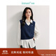 茵曼老錢(qián)風(fēng)麻花毛針織2025秋季女裝百搭馬甲通勤毛衣 寶藍色 XL