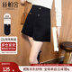 絲柏舍高腰顯瘦休閑褲2025秋裝新款女時(shí)尚黑色簡(jiǎn)約紐扣設計短褲