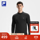 FILA 斐樂(lè )官方男子針織長(cháng)袖上衣25冬季新款健身運動(dòng)加絨長(cháng)T抓絨打底衫 深黑-BK L 175/96A/L