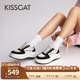 接吻貓KISSCAT[楊紫同款]餅干鞋夏百搭小白鞋運動(dòng)休閑板鞋女KA43581-50 黑色/白色 37