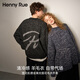 Henny Rue情侶毛衣套頭秋冬加厚保暖亮絲潮流字母女士針織衫寬松慵懶上衣男 藏藍色 均碼 （建議90-130斤）