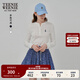 Teenie Weenie小熊女裝長袖T恤2025秋季新款半開襟溫柔時(shí)尚打底衫 象牙白 M