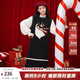 兩三事企鵝奇遇 2025春季新款趣味雪人圖案毛球毛織背心裙連衣裙 黑色 S