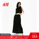 H&M女裝2025年夏季新款流蘇邊中長半身裙1289926 深棕色 S 160/68