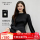 秋水伊人法式針織連衣裙冬季女裝收腰裙子赫本風(fēng)氣質(zhì)款長(cháng)裙通勤小黑裙 黑色 S