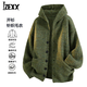 IZEXX高級感開(kāi)衫外套男春季慵懶風(fēng)寬松百搭連帽針織衫毛衣ZN97綠色M