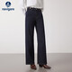 Navigare意大利小帆船女士通勤高腰鎖色闊腿牛仔褲2332572051 深藍 27 