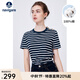 Navigare意大利小帆船短袖T恤女夏季純棉條紋體恤衫時(shí)尚顯瘦圓領(lǐng)百搭汗衫 海軍藍/白 L