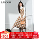 LAGOGO復古格紋連衣裙女拉谷谷2024年冬季新款收腰長(cháng)款背心裙子 混色(Y0) L