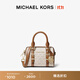 MICHAEL KORS邁克高仕 MK Bedford 超小號老花手提包 香草白/橡果棕 149 迷你
