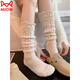貓人（MiiOW）秋冬復古羊毛堆堆襪女保暖針織小腿襪鏤空毛線(xiàn)襪爆款長(cháng)襪 米白色 1雙