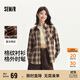 森馬（Semir）長袖襯衫女中長款慵懶寬松落肩秋季chic復(fù)古格紋襯衣101524105004