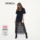 MO&Co.T恤連衣裙2025秋新品棉質(zhì)假兩件拼接蕾絲懷舊洗水MBE3DRST09 黑色 XS /155