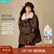 茵曼2025秋冬女裝新款羊羔毛領(lǐng)牛角扣厚羽絨服保暖短款面包服外套 深咖色 M 163-167cm /111-120斤