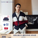 TOMMY HILFIGER【拼色開(kāi)衫】秋冬季男女商務(wù)休閑學(xué)院慵懶風(fēng)V領(lǐng)寬松針織外套毛衣 【拼色開(kāi)衫】-藏青紅白拼色FAP L （推薦：150-165斤）