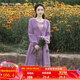 煙花燙慵懶風(fēng)文藝氣質(zhì)針織開(kāi)衫2025年秋季新款溫柔淑女開(kāi)衫外套JY 明華 紫色 M