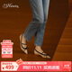 73Hours小桃同款女鞋追風(fēng)日2025春季新品尖頭純色平底瑪麗珍鞋