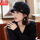 浩冠（HAOGUAN）帽子女冬季秋冬天針織毛線(xiàn)帽時(shí)尚兔毛中老年人帽韓版潮鴨舌帽加厚 黑色