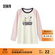 森馬（Semir）史努比印花長(cháng)袖t恤女中長(cháng)款插肩袖撞色內搭2024秋新款寬松上衣 紅白色調00361 M 160/84A