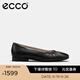 愛步（ECCO）單鞋女 倪妮同款羊皮一腳套方頭淺口平底低跟鞋 安妮208553 黑色20855301001 37