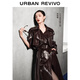 UR【鐘楚曦同款】2025秋季新款女裝潮流褶皺超長風(fēng)衣UWJ150068 酒紅色 XS