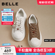 百麗（Belle）波浪底百搭小白鞋女2025秋新商場(chǎng)同款串珠休閑板鞋E7K1DCM5預售 米白色 37