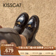 接吻貓KISSCAT25年春新款萬(wàn)茜同款【翎羽樂(lè )福鞋】休閑厚底樂(lè )福小皮鞋女 黑色 （瘦腳卡碼拍小一碼） 37 (235mm)