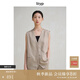 旅途原品ltyp 天絲亞麻文藝馬甲 極簡(jiǎn)百搭無(wú)袖小西裝馬夾上衣女 馬甲-卡其色 S