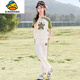 G.duck女童夏季套裝兒童短袖衣服運動(dòng)休閑中大童裝女孩夏裝洋氣小孩半袖 綠色 150 cm