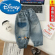 迪士尼（Disney）兒童牛仔褲春秋男童褲子新款小童刺繡休閑韓版長(zhǎng)褲寶寶外穿褲寬松 077款(春秋單褲) 90