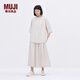 無(wú)印良品（MUJI）IDEE 女式 平紋 短袖襯衫 女士襯衣25年夏季女裝上衣GA41CC5S 淺灰色 L （165/88A）