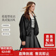 茵曼簡(jiǎn)約立領(lǐng)皮衣黑色外套2025秋女裝新款短款夾克上衣 午夜黑 XL