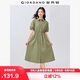 佐丹奴短袖襯衫裙女夏季純棉府綢打攬收腰翻領(lǐng)連衣裙13465337