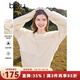 百圖betu女裝冬季新款毛衣圓領(lǐng)仿貂紗線(xiàn)拼接小眾寬松毛衣2411T90 米白 S
