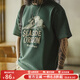 馬登工裝沖浪印花T恤男美式復古立體刺繡重磅短袖男夏季2025新款潮牌 墨綠色 【今日下單 順豐包郵】 L
