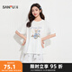 三福女夏季柔軟優(yōu)可絲萌趣卡通睡衣套裝 寬松家居服女497880 白色 M