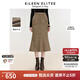 朗姿歐洲EiLEEN ELITEE冬季新款復(fù)古千鳥格微魚尾型半身裙 冰咖啡色 XL