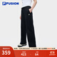 FILA FUSION斐樂潮牌針織長褲男2025夏季新款時(shí)尚寬松收口休閑褲 【女】正黑色-BK L