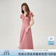 范思藍恩紅白格子約會(huì )連衣裙女2024夏季新款遮肉飛飛袖裙子12344 紅白格 M