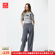 優(yōu)衣庫女裝法蘭絨舒適長(cháng)褲/全棉柔軟寬松直筒休閑褲478849 07 青灰色 S /155/64A