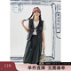 紫涵（ZIHAN）紫涵工裝風無袖馬甲女夏季日系多巴胺刺繡寬松設計感馬夾 灰色 M
