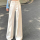 妙奕嘉白色牛仔褲女褲子女士2025新款女褲夏季直筒闊腿褲春秋高腰小個(gè)子 純米白色高腰闊腿牛仔褲 L 【建議105-120斤】