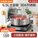 蘇泊爾（SUPOR）火鍋專(zhuān)用鍋304不銹鋼復底大容量無(wú)涂層湯鍋電磁爐家用多功能鍋 【6.5L】不銹鋼火鍋 30cm